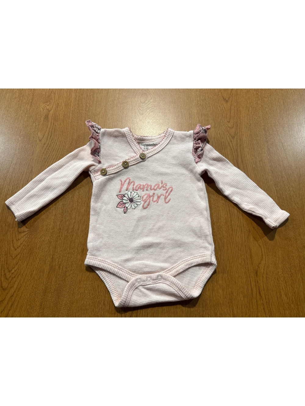 Enchanting 'Mama's Girl' Baby Bodysuit 6-9M - Delightful Pink with Ruffles